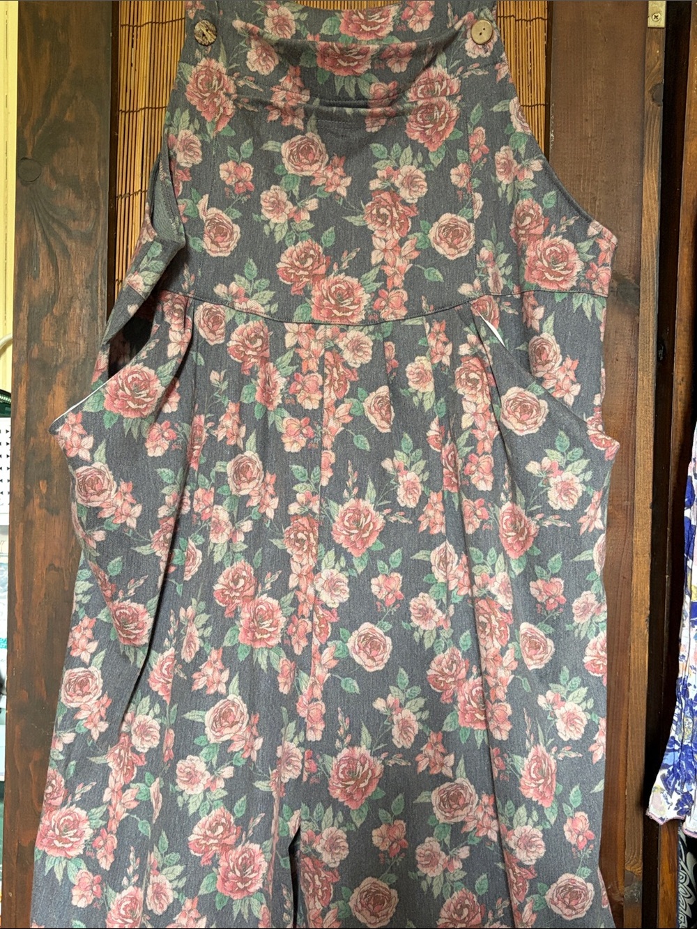 Wide Leg Floral Jumpsuit in Pink and Gray - Picture 2 of 5